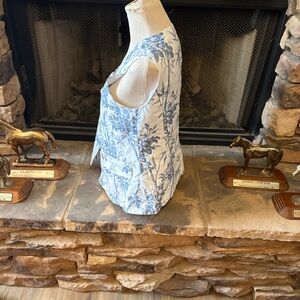 LOFT Blue and White Floral Top
